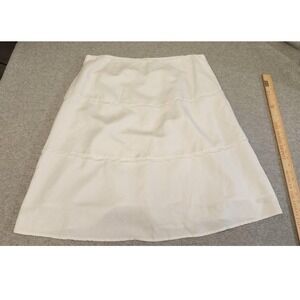 Linea Donna Skirt Womens 2X White Linen Blend‎ A Line Tiered Boho Midi